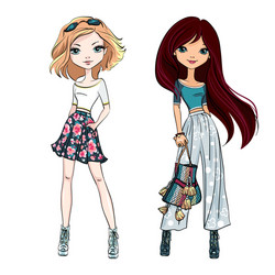 beautiful fashion girls vector image