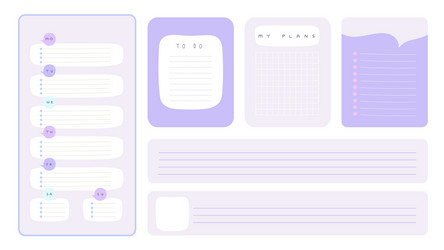 diary pages planners and notes paper sheets cute vector image