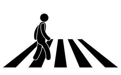 stick figure man person on crosswalk crossing vector image