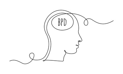 dpd concept with human head one continuous line vector image