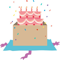 birthday cake with candles in the box vector image