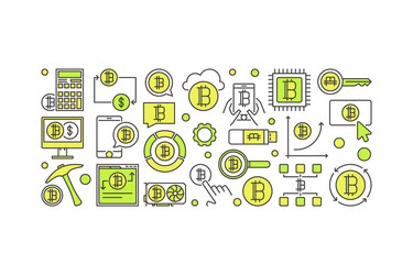 colorful crypto currency banner bitcoin vector image