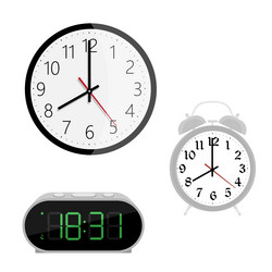 alarm digital electronic clock and wall mounted vector image