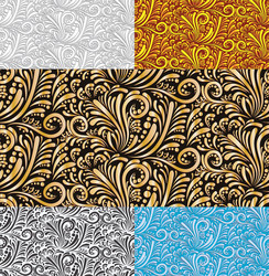 five floral seamless pattern background vector image