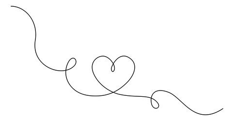 heart and love sign in continuous one line drawing vector image