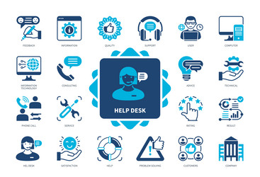 help desk solid icon set vector image