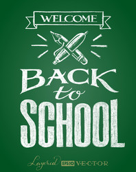 back to school lettering on chalkboard vector image