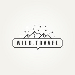 mountain travel adventure minimalist line art logo vector image