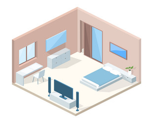 bedroom interior cross section vector image