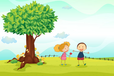 kids playing in nature vector image