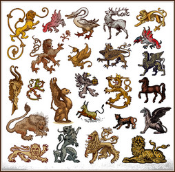 heraldic beast collection vector image