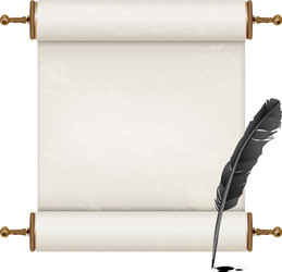 black feather and ancient scroll vector image