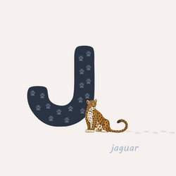 blue letter j with jaguars vector image