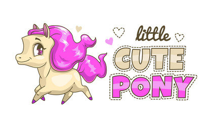 little cute pony patch vector image