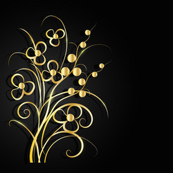 gold flowers with shadow on dark background vector image