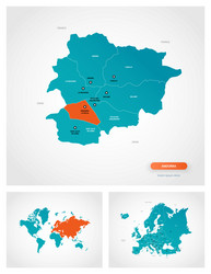 editable template map andorra with marks vector image