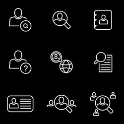 line people search icon set vector image