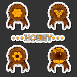 on theme for label of sugary flowing down honey vector image