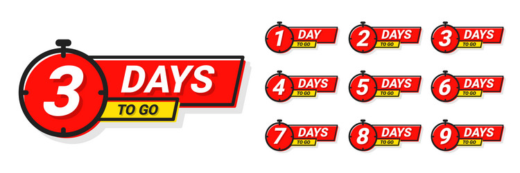 countdown badges number days left to go from 1 vector image