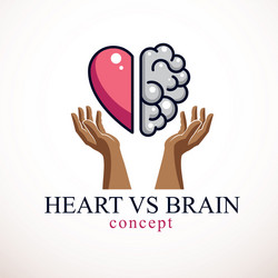 heart and brain concept conflict between emotions vector image