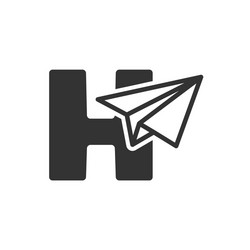 letter h paper plane logo vector image