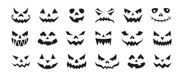 scary face set for halloween vector image