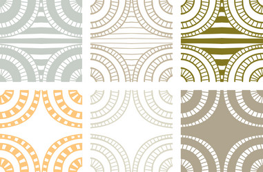 set of abstract seamless handdrawn zenart swatches vector image