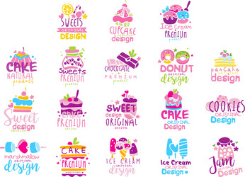 sweets logo original design set kids menu badges vector image