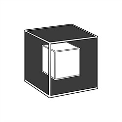 black cube contains a small white vector image