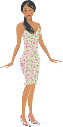 girl in pink dress vector image