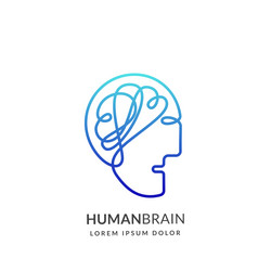 human head and brain logo sign or emblem design vector image