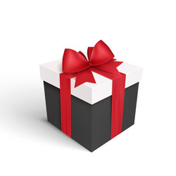 gift box with red ribbon and bow vector image