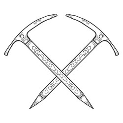 hand drawn crossed ice axes mountaineering tools vector image