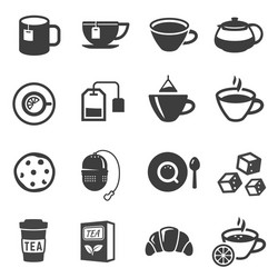 tea icon set healthy beverage cup for refreshment vector image