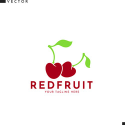 red cherry with leaves logo vector image