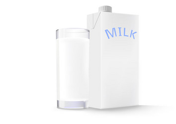 glass of milk and a box vector image