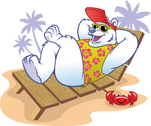 polar bear cartoon enjoying the holiday vector image