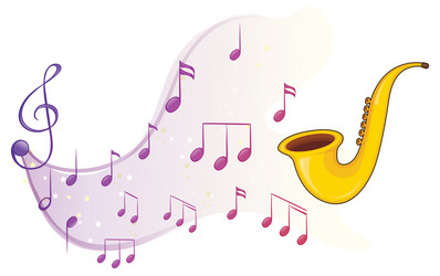 a saxophone with musical notes on white background vector image