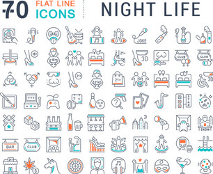 set line icons night life vector image