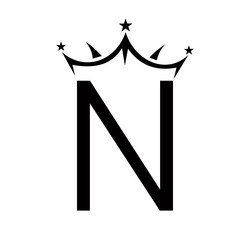 initial letter n crown logo for beauty vector image