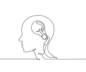 one continuous line drawing human man head vector image