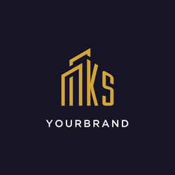 ks initial monogram with building logo design vector image