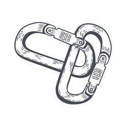 climbing carabiners hand drawn outline doodle icon vector image