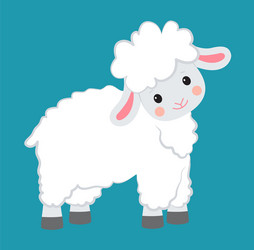 cartoon smiling white sheep sits vector image