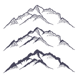 mountain ridge or range hand drawn with contour vector image