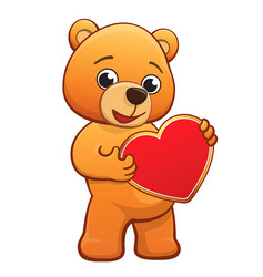 cute cuddly teddy bear with valentines heart vector image