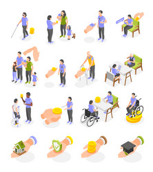 social insurance icons set vector image