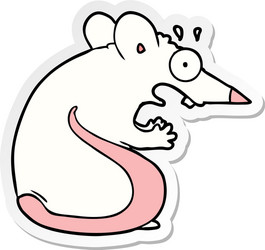 sticker of a cartoon frightened mouse vector image