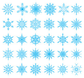 set of 36 snowflakes vector image