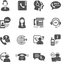 support contact call center icons set vector image